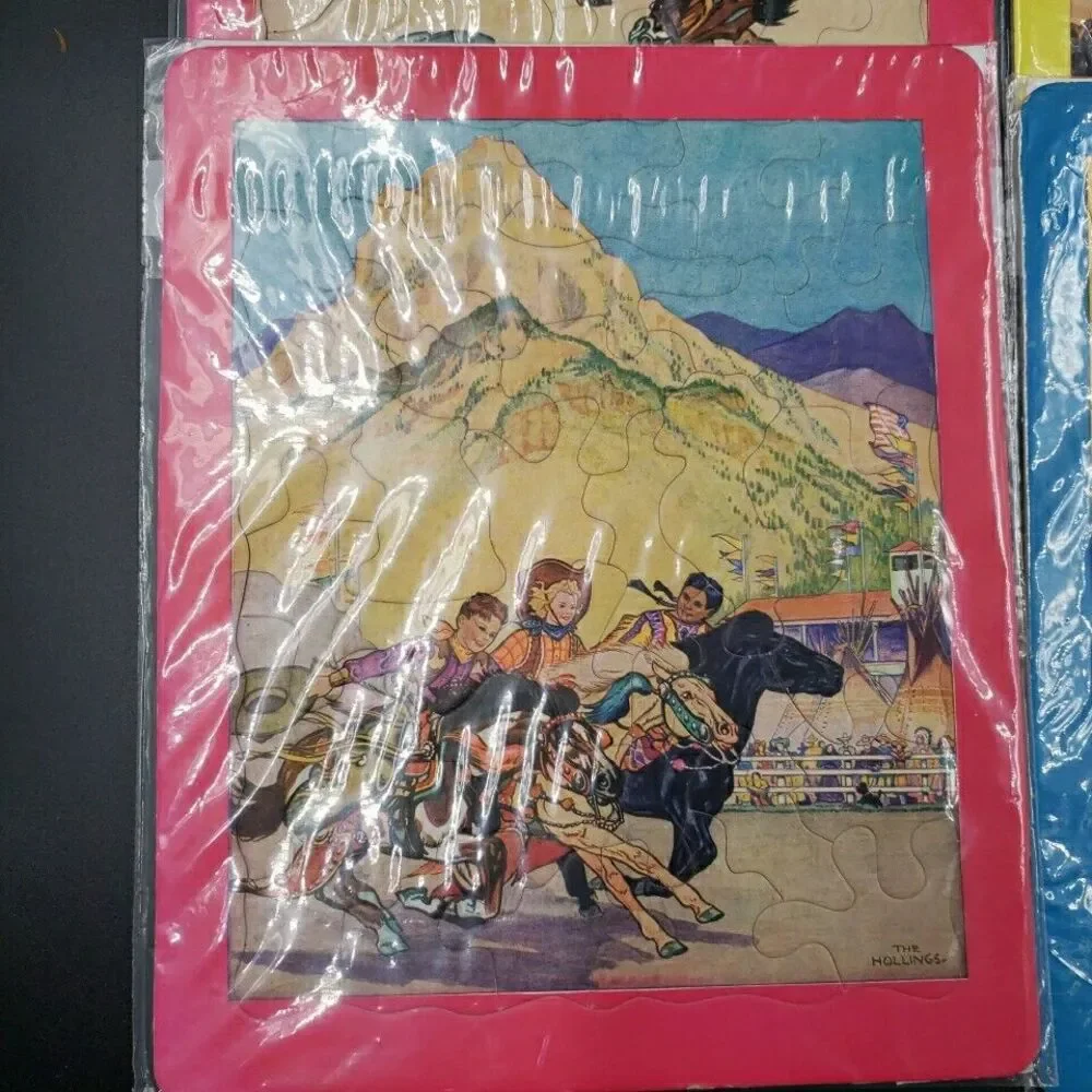 Vintage Jigsaw Picture Puzzle LOT of 8 Childrens 1940s Southwestern Nostalgia